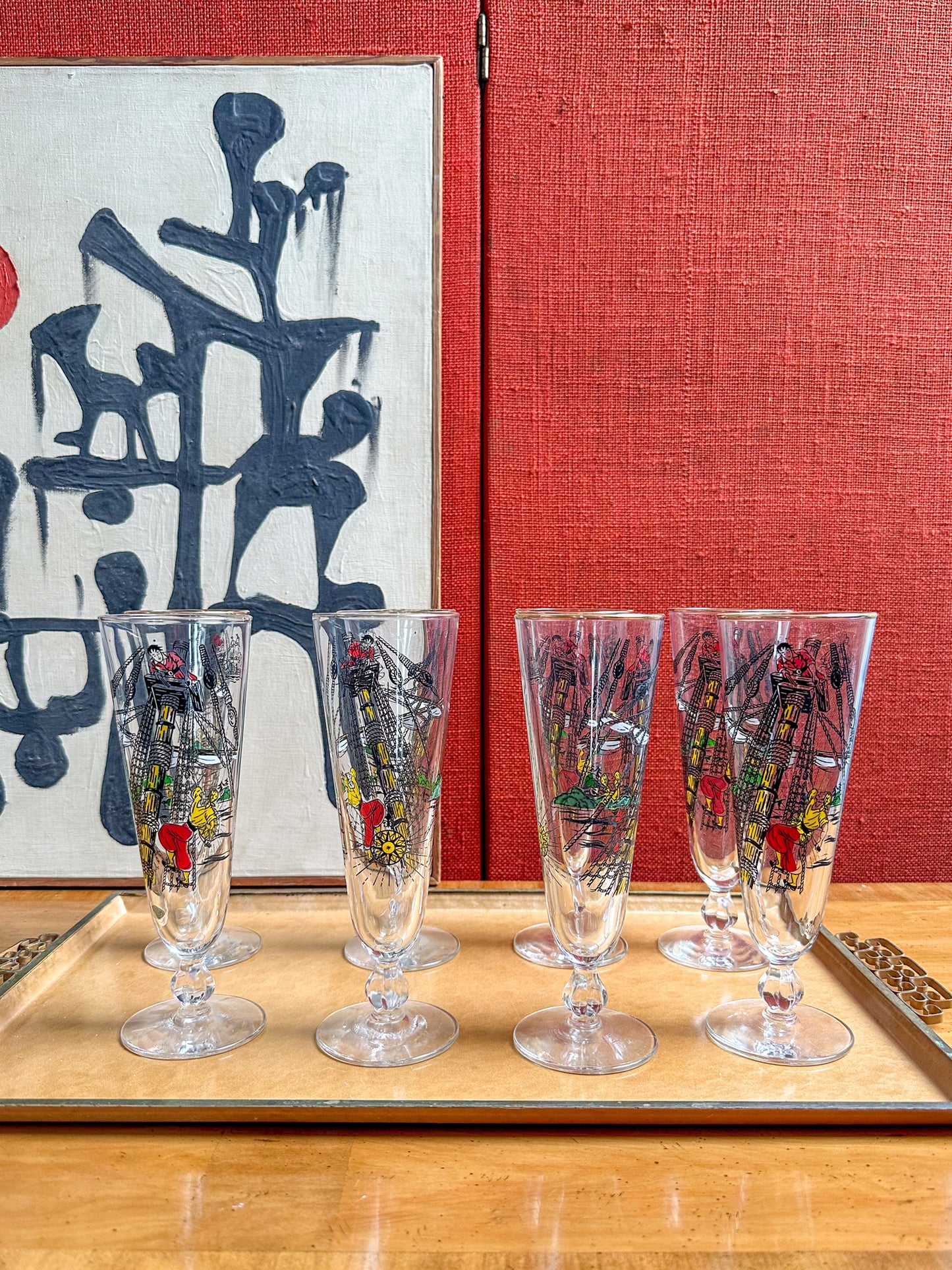 Vintage Libbey Treasure Island Pilsner Pirate Beer Glasses