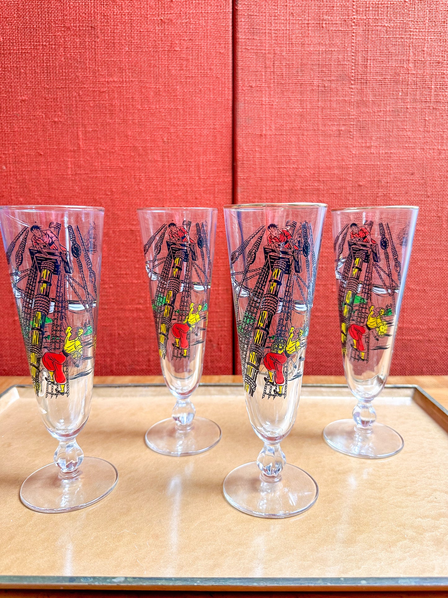 Vintage Libbey Treasure Island Pilsner Pirate Beer Glasses
