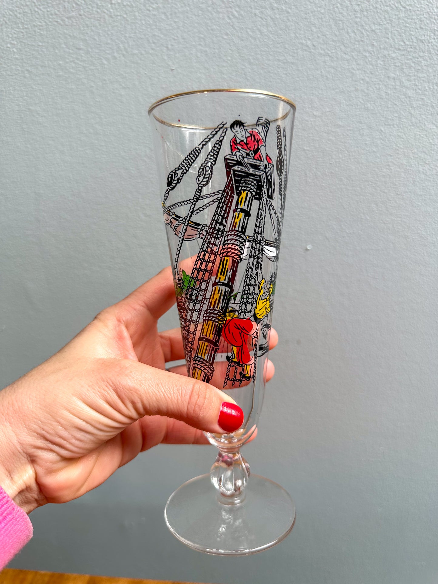 Vintage Libbey Treasure Island Pilsner Pirate Beer Glasses