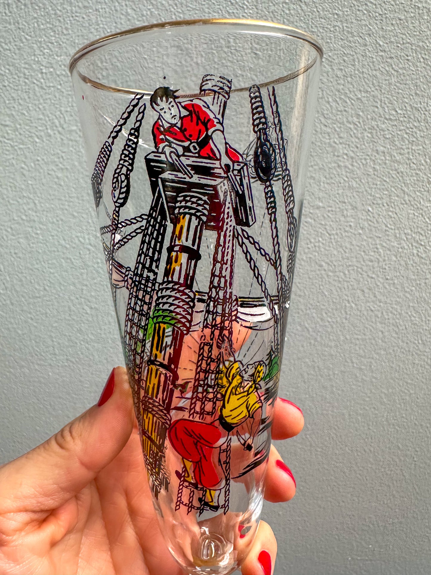 Vintage Libbey Treasure Island Pilsner Pirate Beer Glasses
