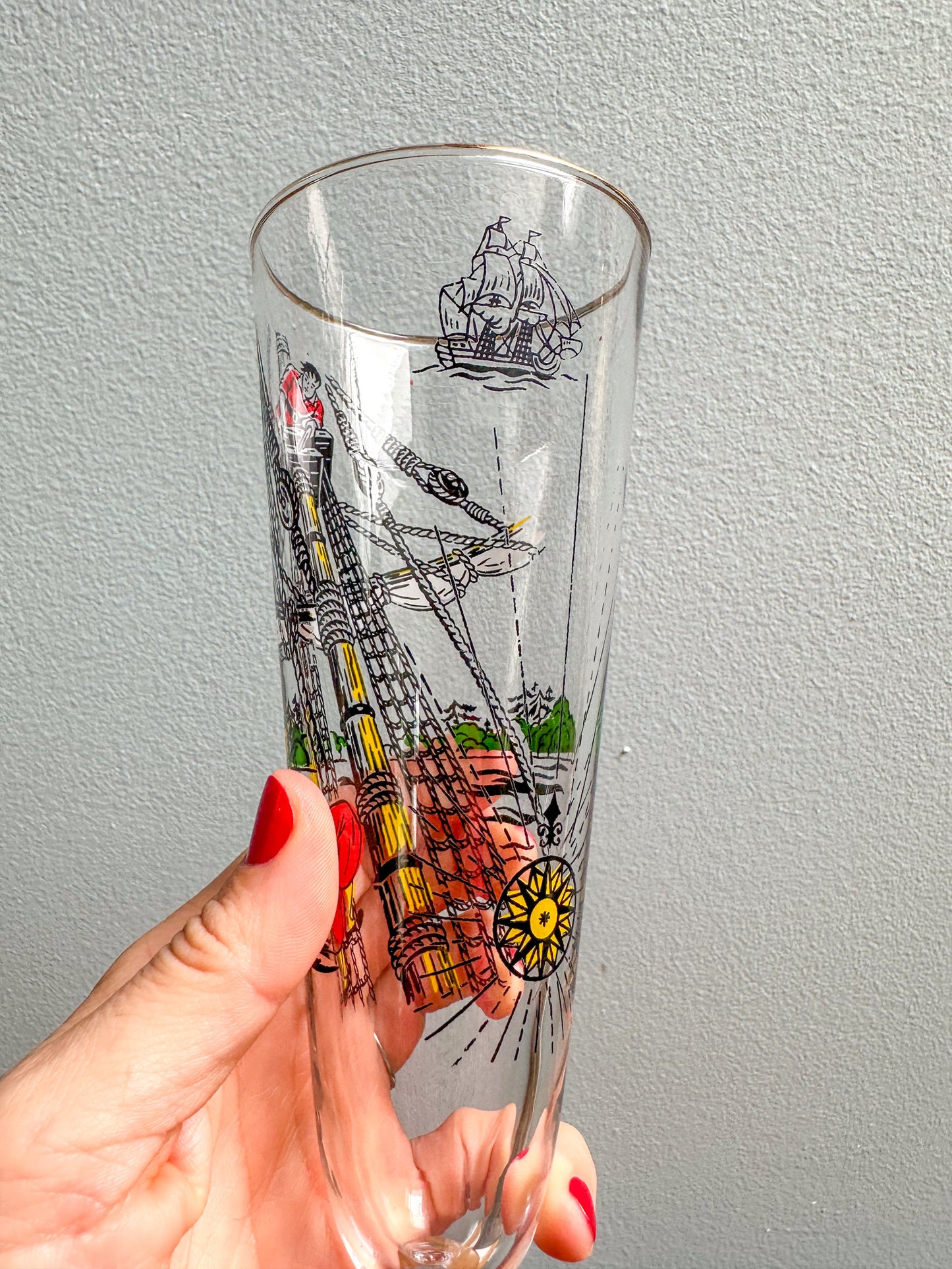 Vintage Libbey Treasure Island Pilsner Pirate Beer Glasses