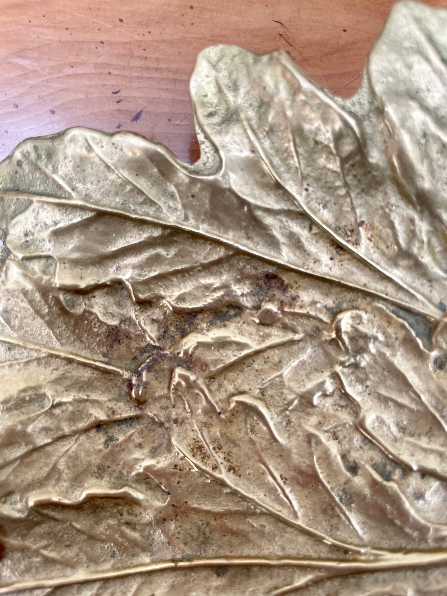 Brass Maple Leaf Trinket Dish Made by Virginia Metalcrafters
