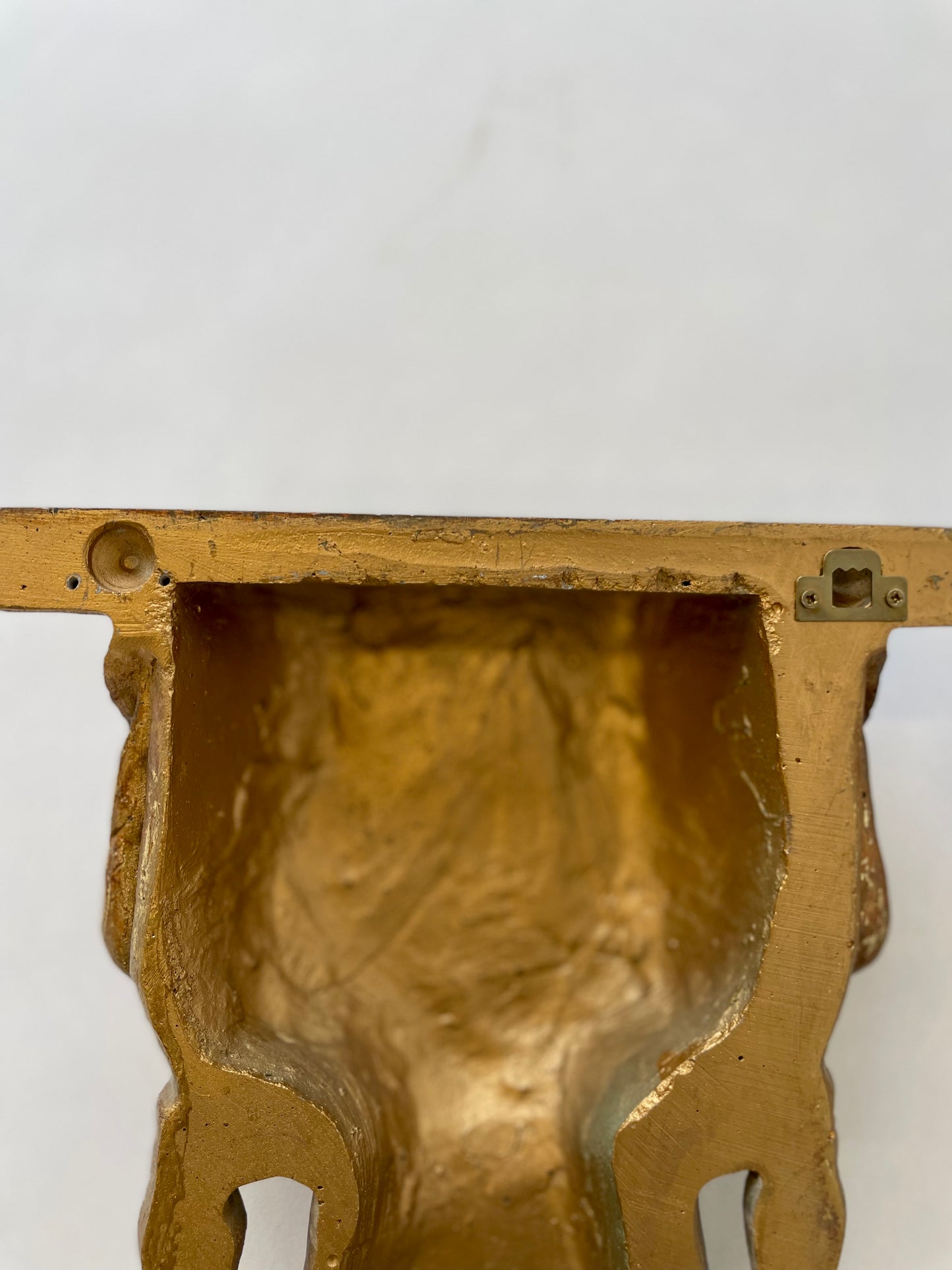 Pair of wood sconce shelves with gold gilding, swags and tassels