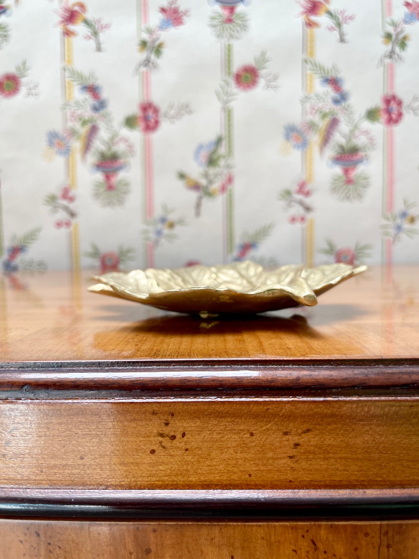 Brass Maple Leaf Trinket Dish Made by Virginia Metalcrafters