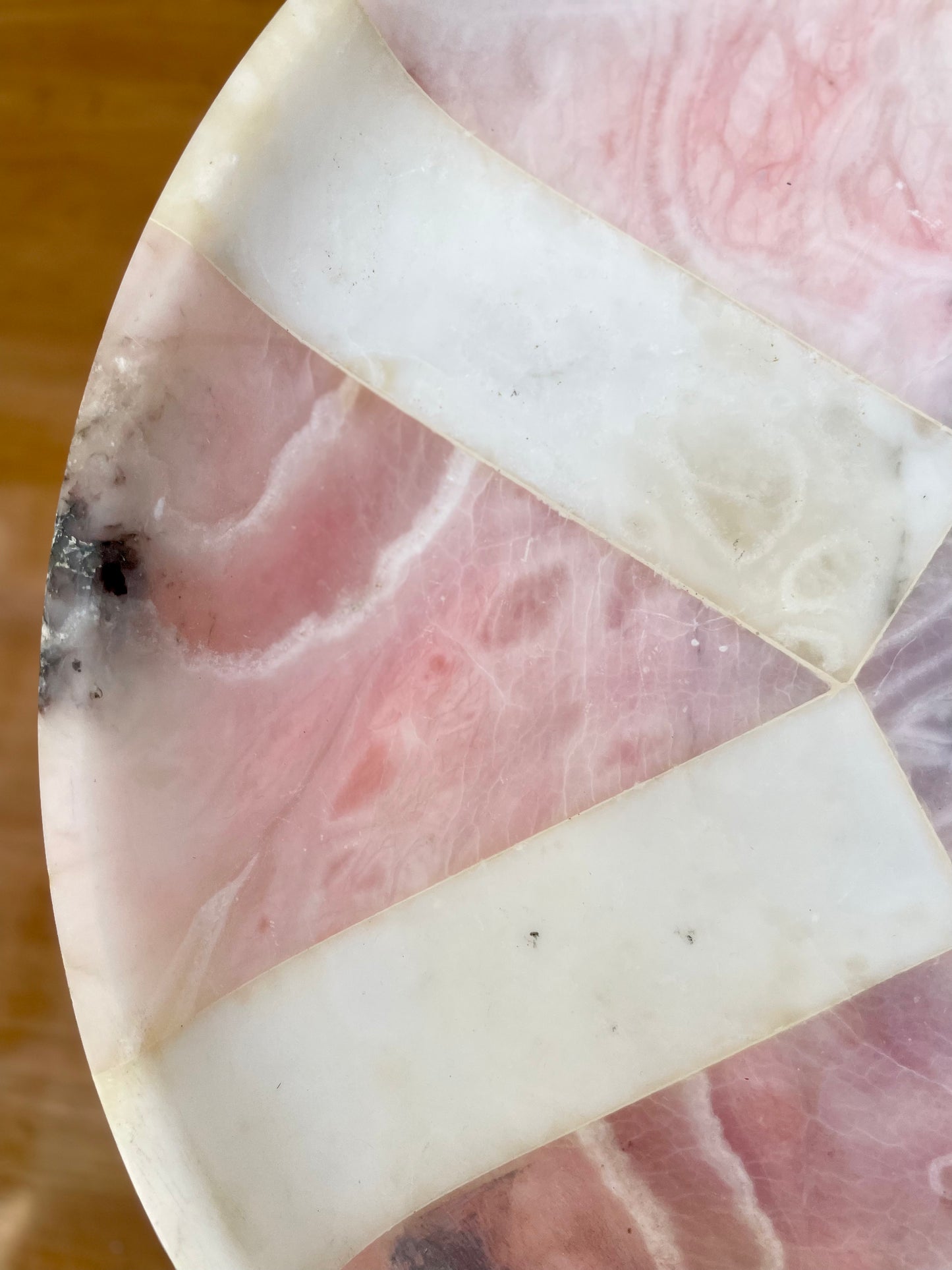 Footed pink purple marble platter