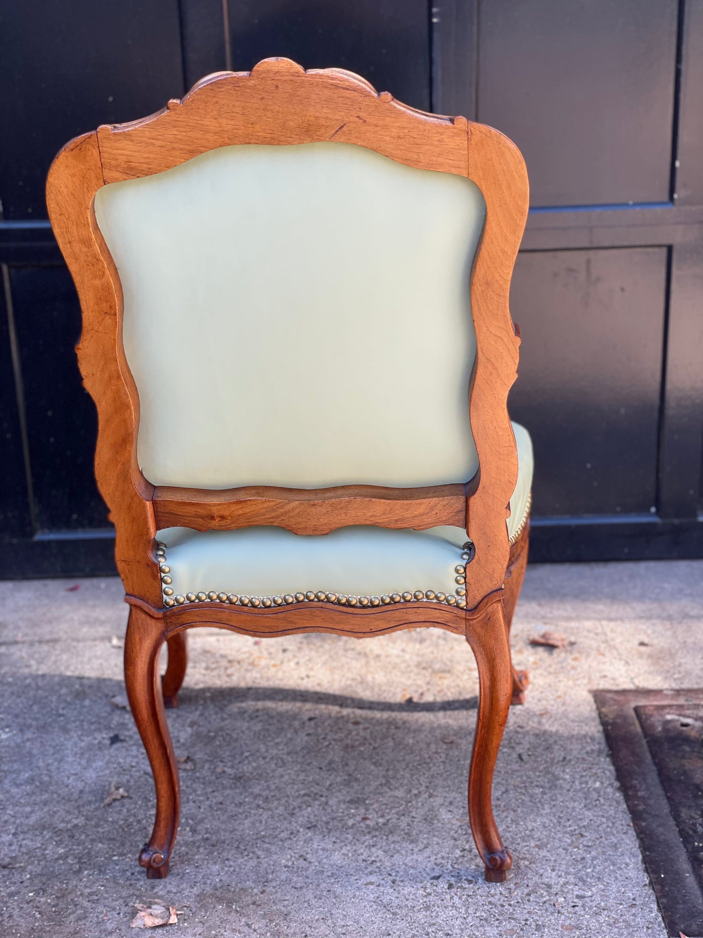 Antique chairs upholstered in pistachio leather, Louis XV