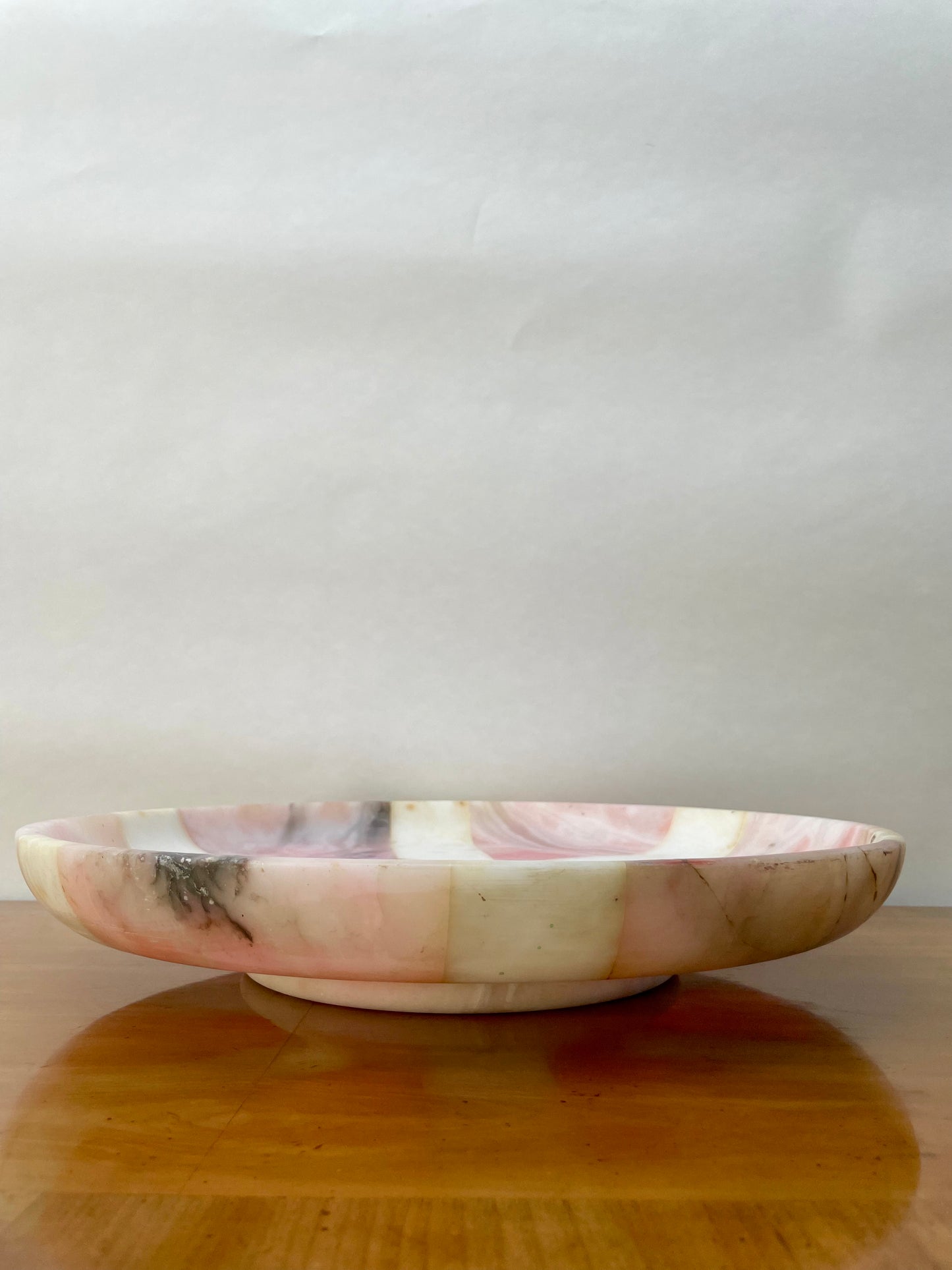 Footed pink purple marble platter