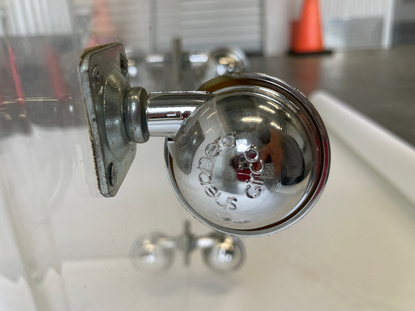 Lucite record and storage organizer on wheels