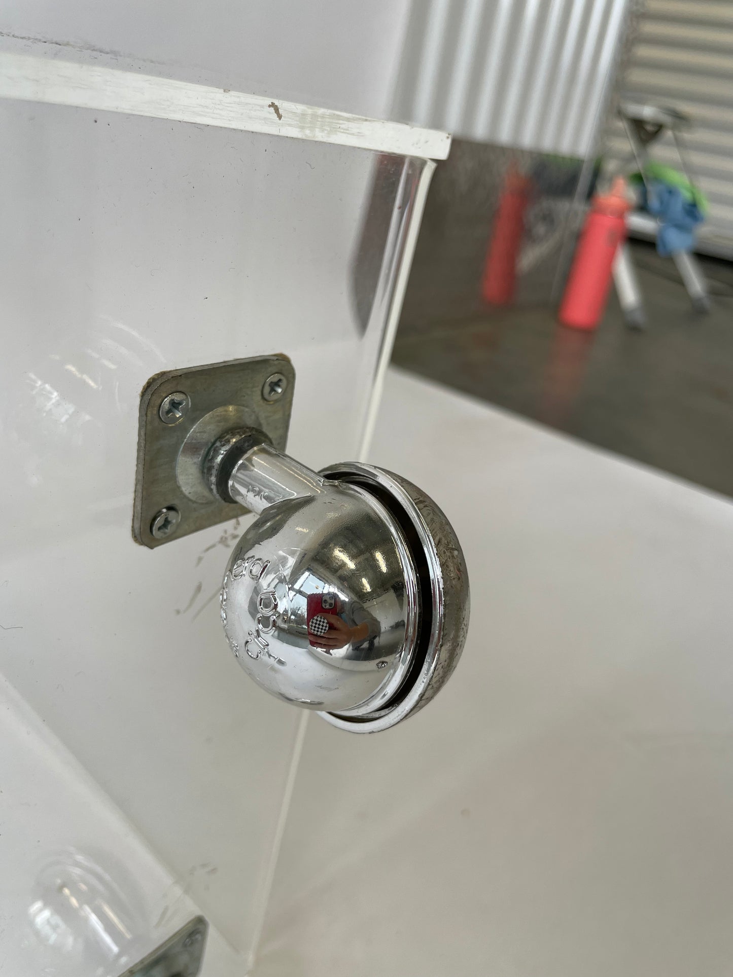 Lucite record and storage organizer on wheels