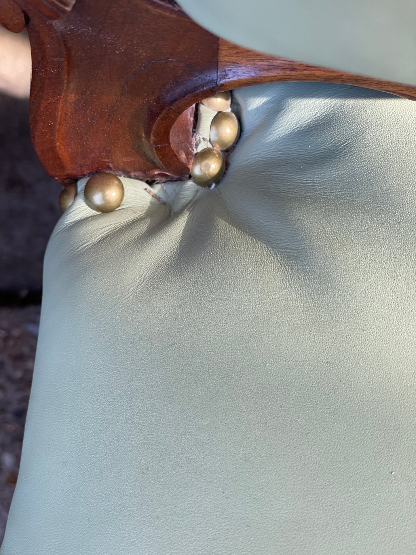 Antique chairs upholstered in pistachio leather, Louis XV