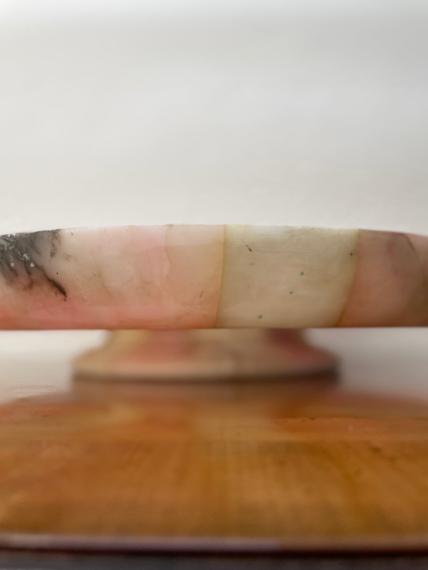 Footed pink purple marble platter