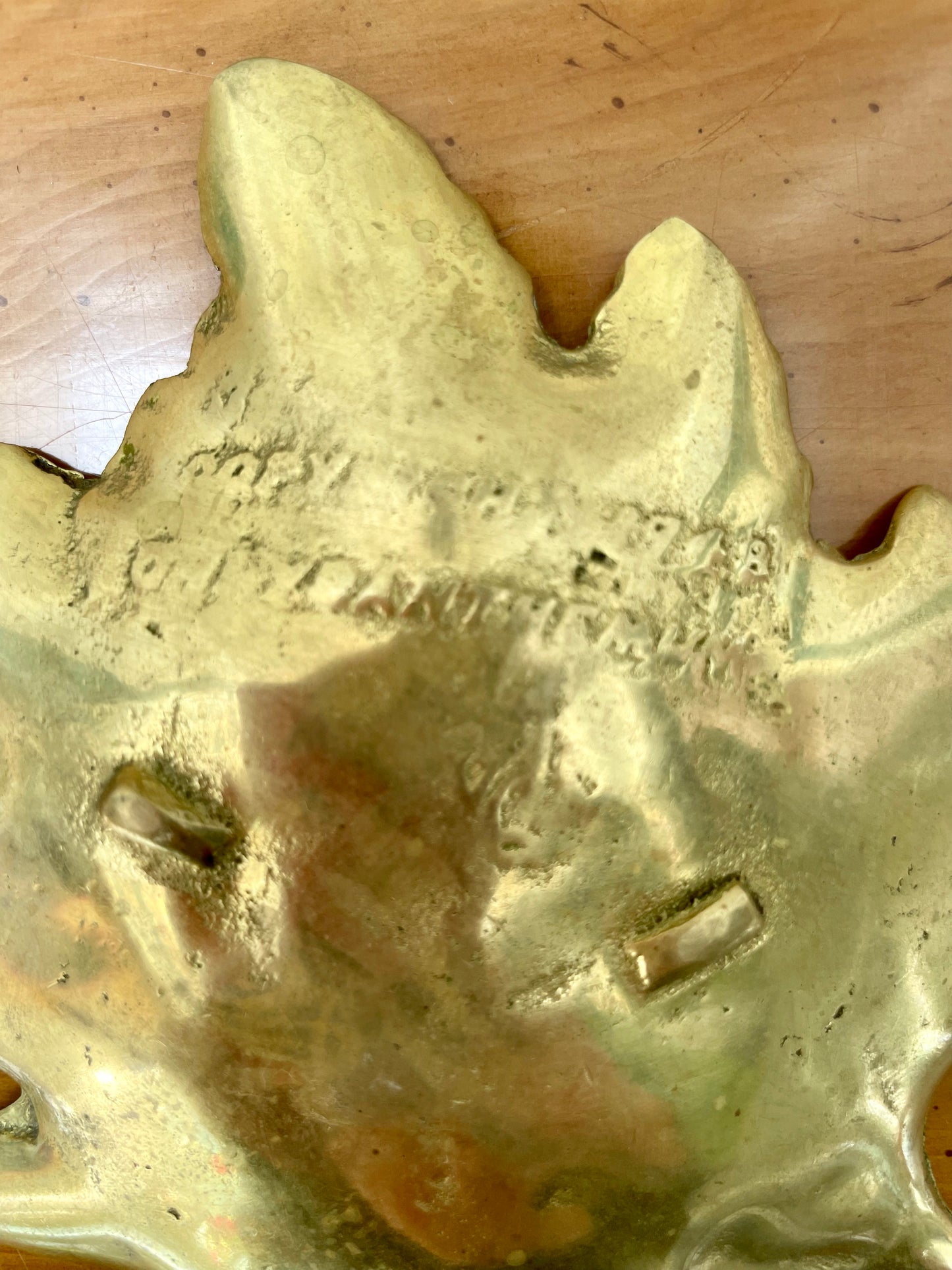 Brass Maple Leaf Trinket Dish Made by Virginia Metalcrafters
