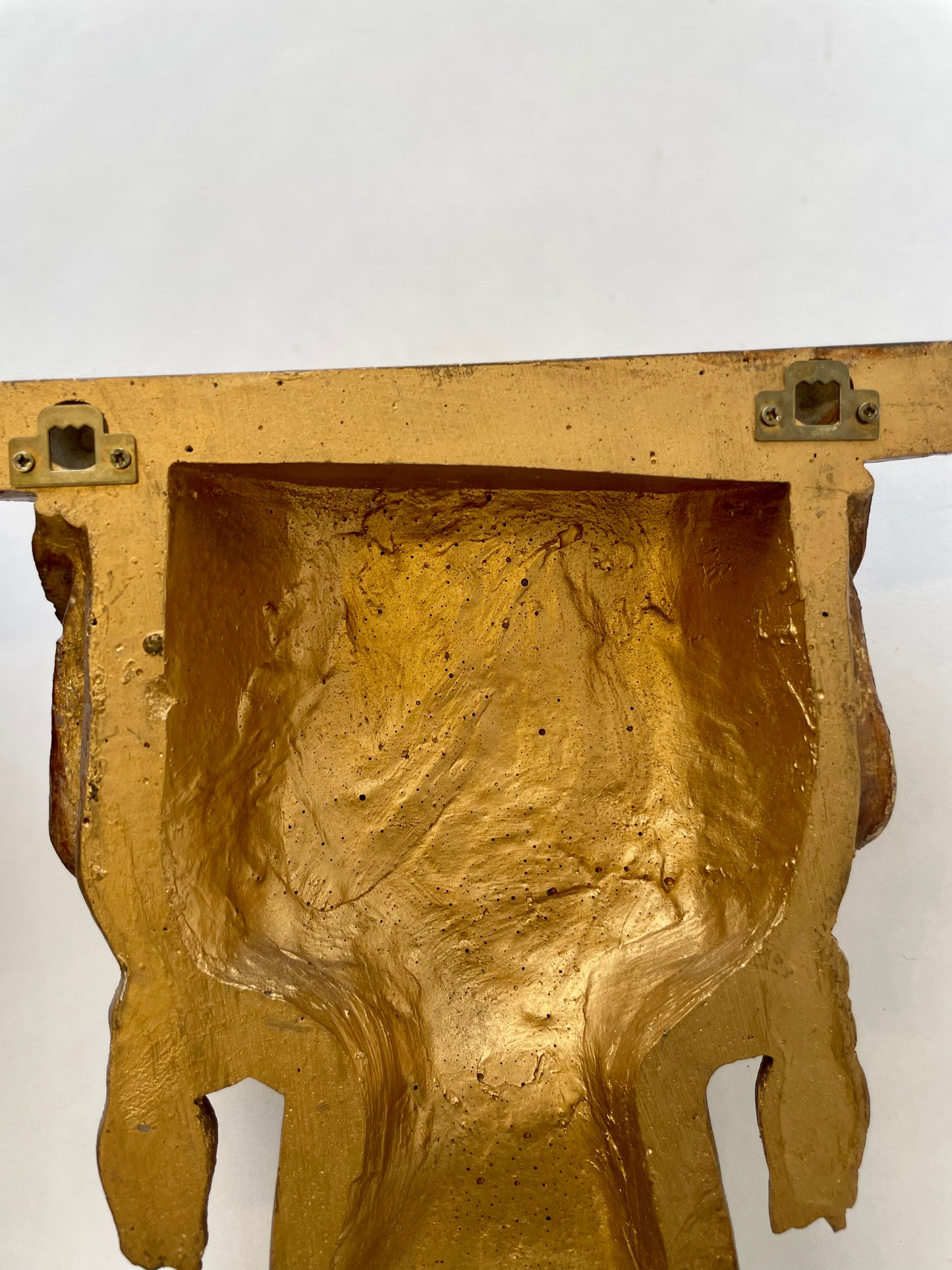 Pair of wood sconce shelves with gold gilding, swags and tassels