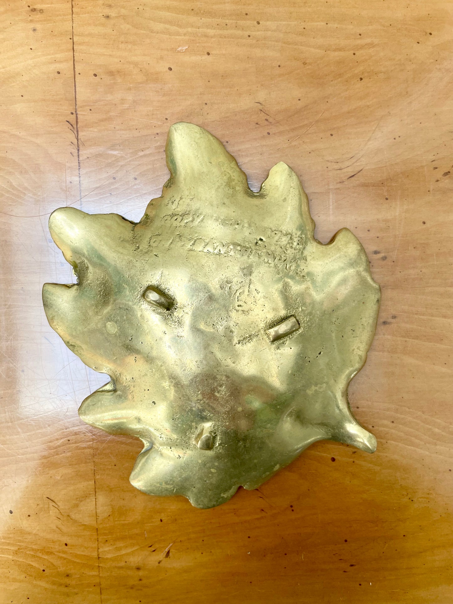 Brass Maple Leaf Trinket Dish Made by Virginia Metalcrafters