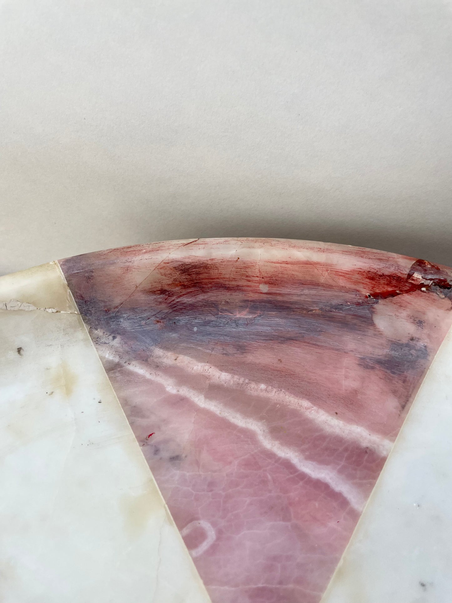 Footed pink purple marble platter