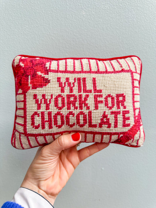Small Vintage Needlepoint Pillow Will Work For Chocolate