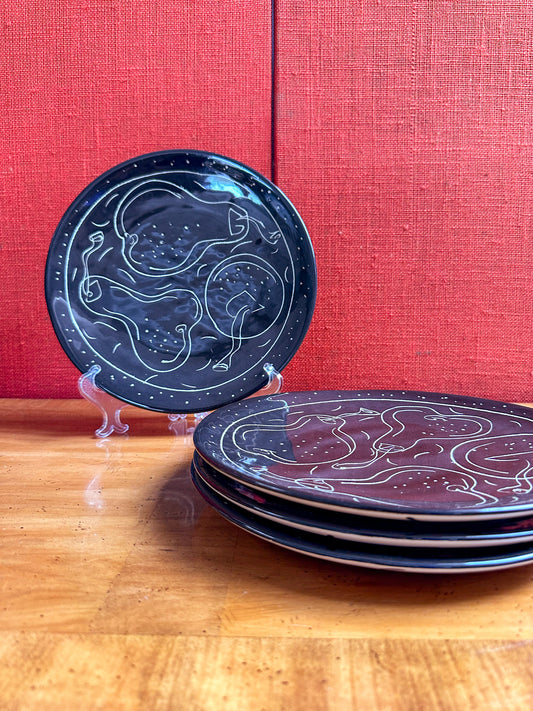 Postmodern Decorative Handmade Decorative Plates, Set of 4