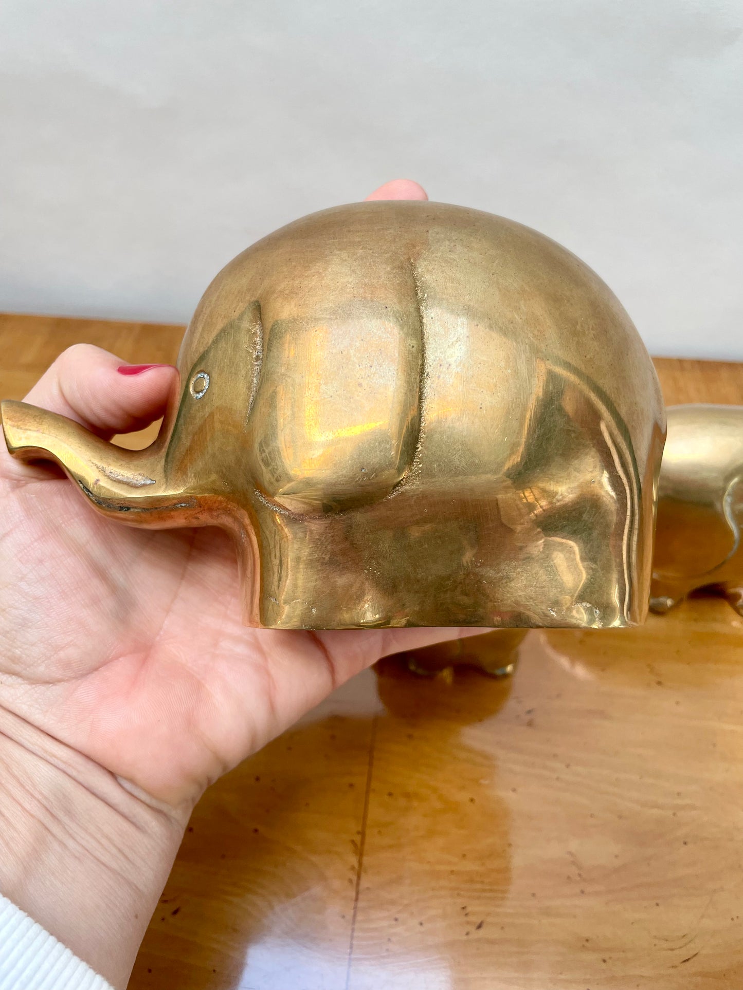 Family of 4 Brass Elephants Made in Korea