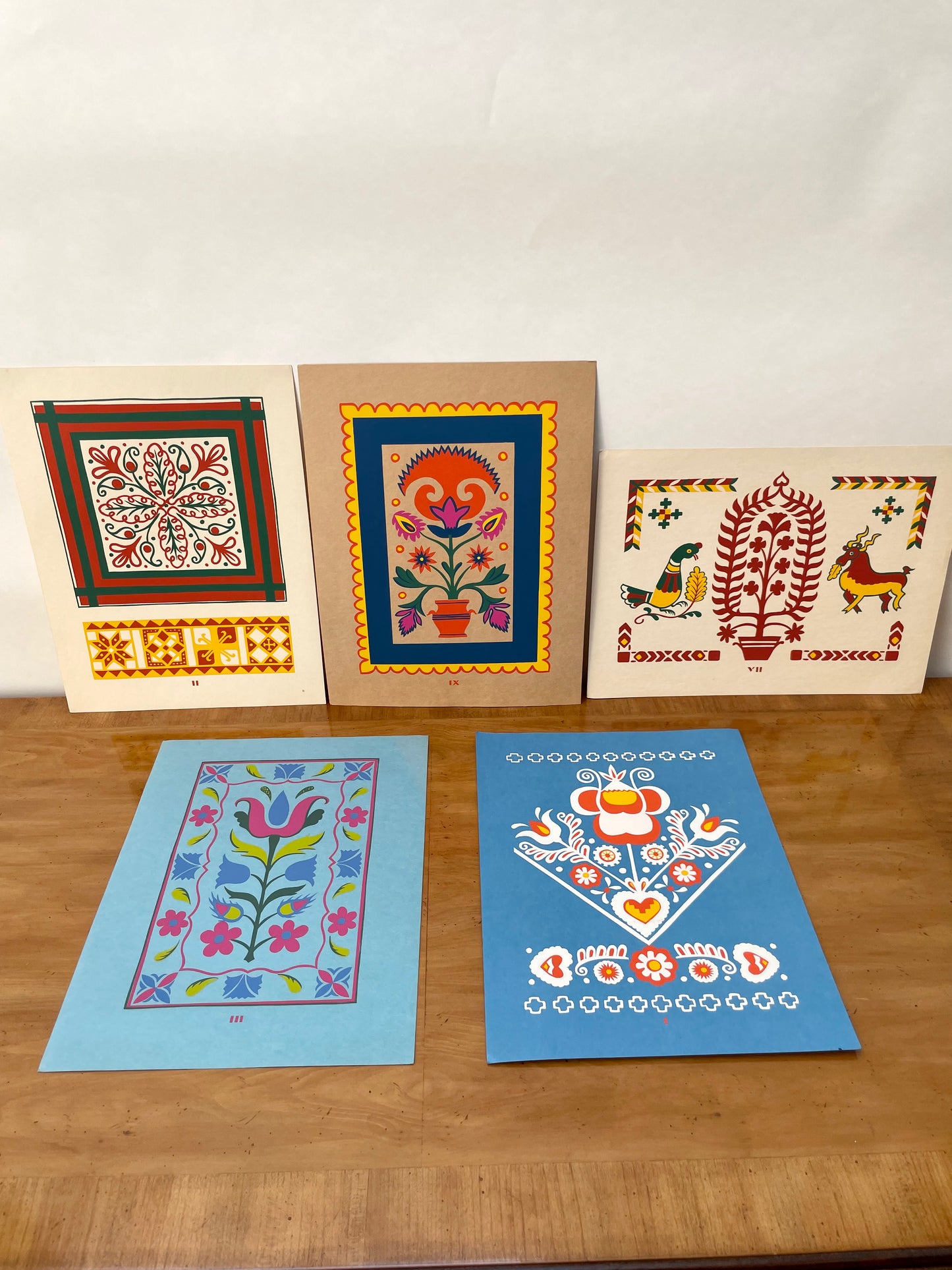 Colorful Folk Art Prints on Paper