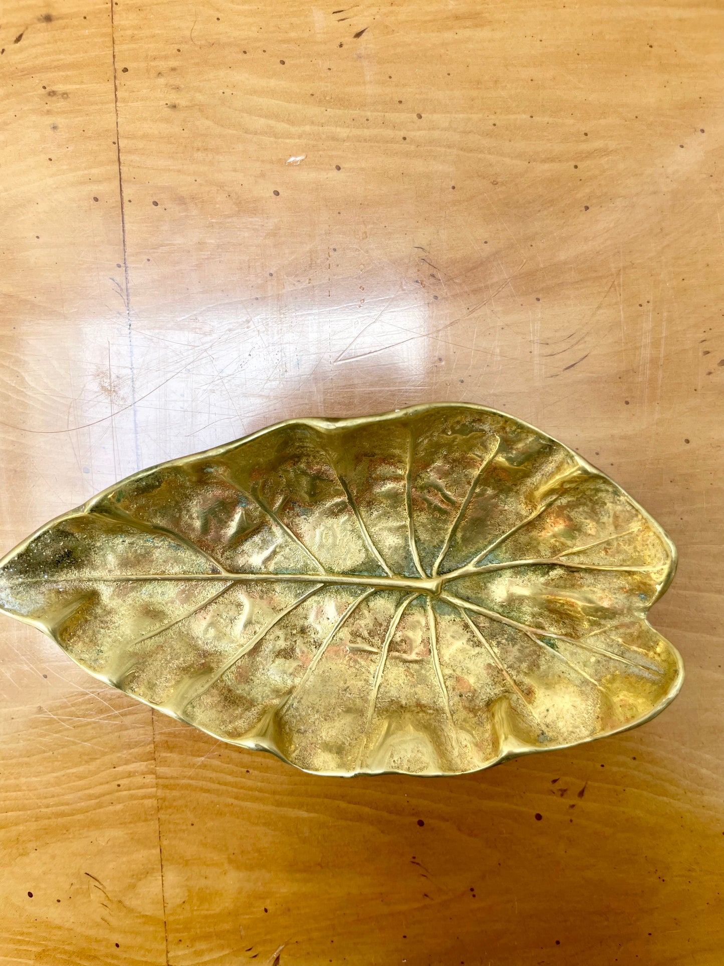 Brass Lotus Leaf Trinket Dish Made by Virginia Metacrafters