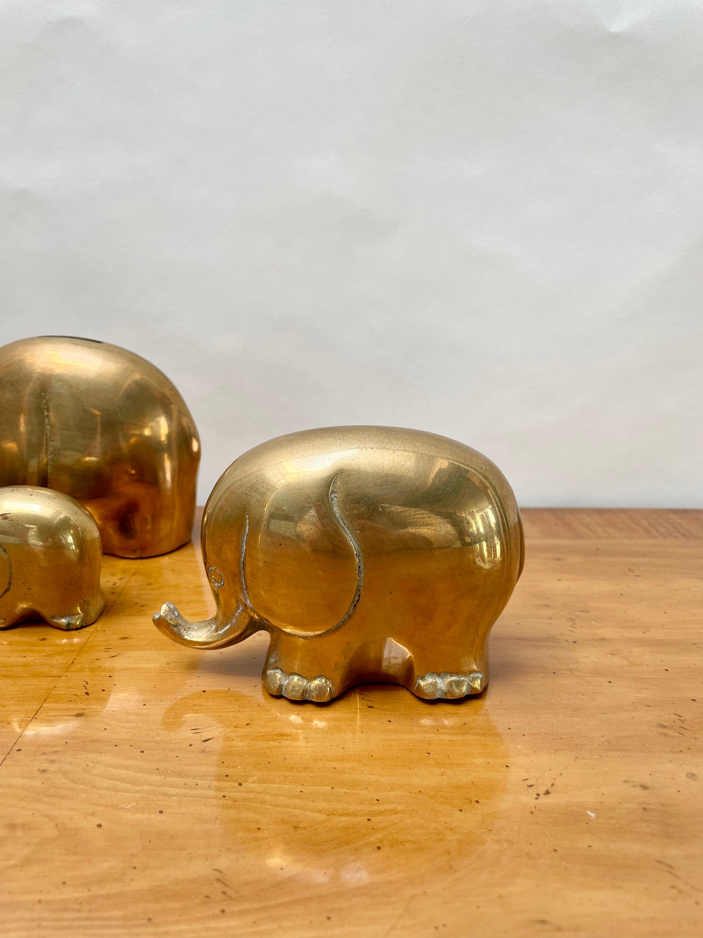 Family of 4 Brass Elephants Made in Korea