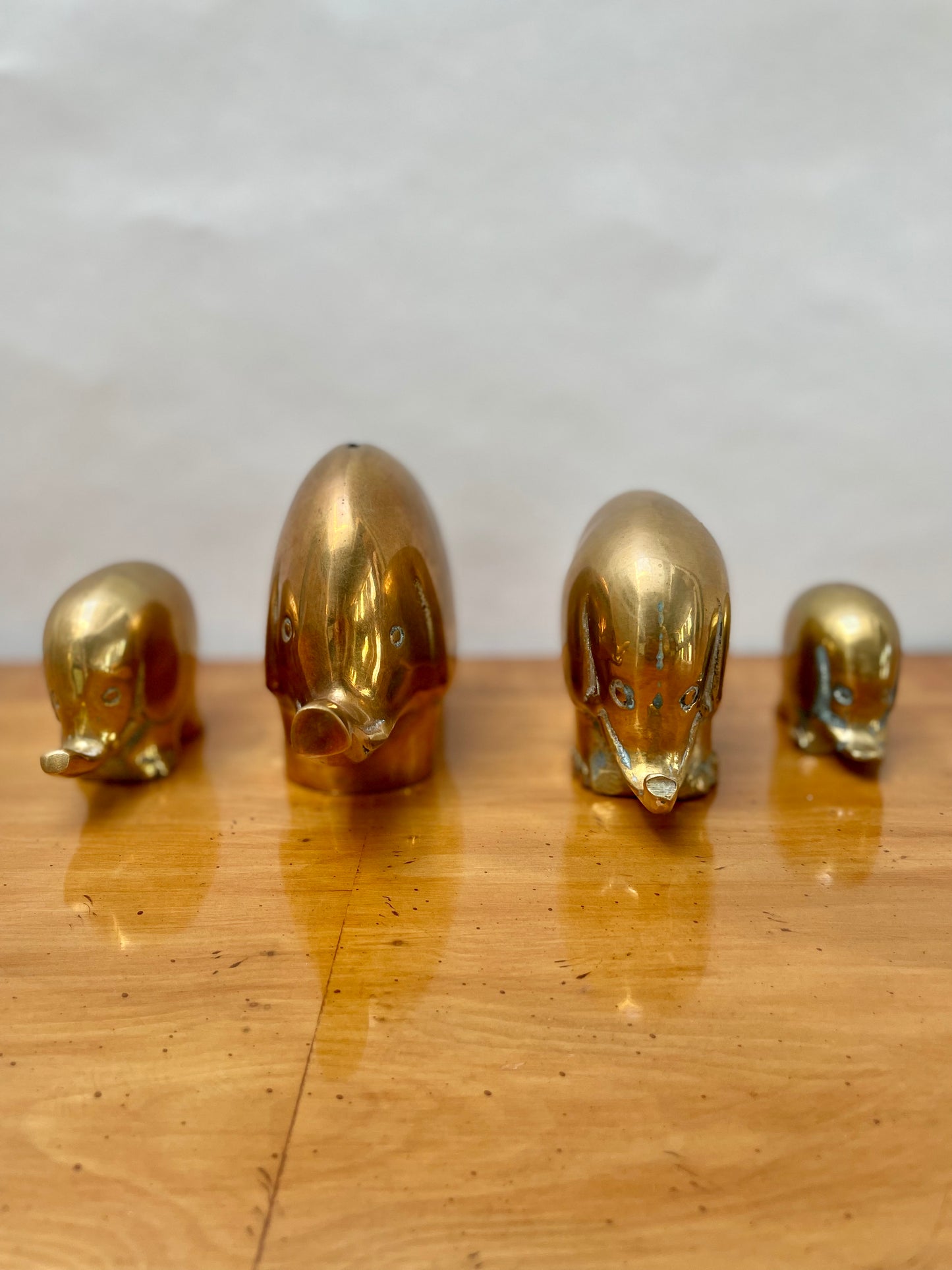 Family of 4 Brass Elephants Made in Korea