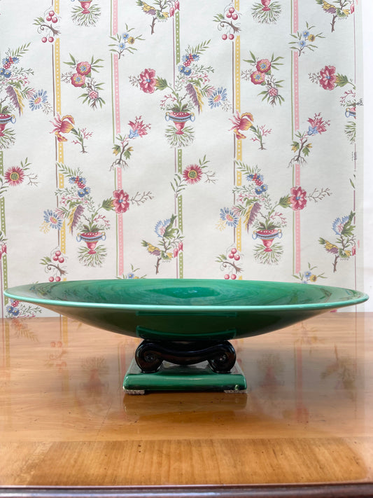 Paul Milet Sèvres Art Deco Footed Bowl in Jade Green