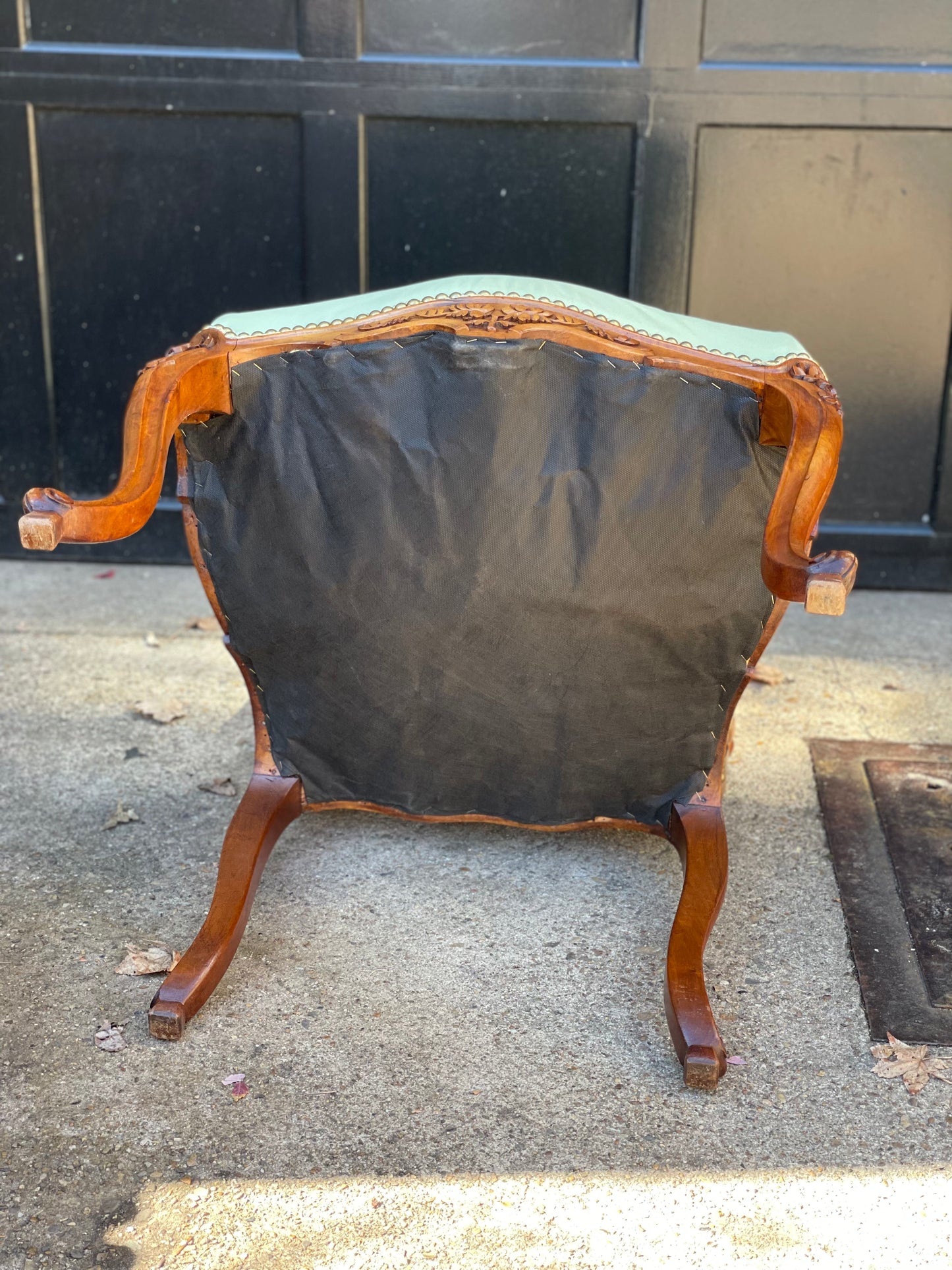 Antique chairs upholstered in pistachio leather, Louis XV
