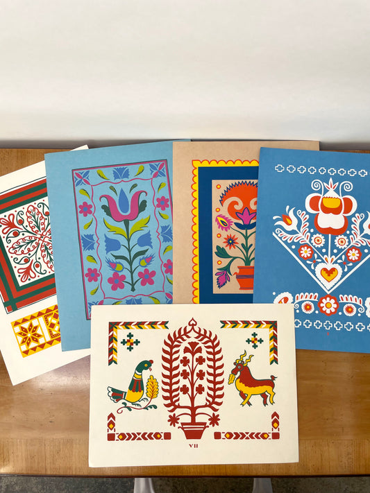 Colorful Folk Art Prints on Paper