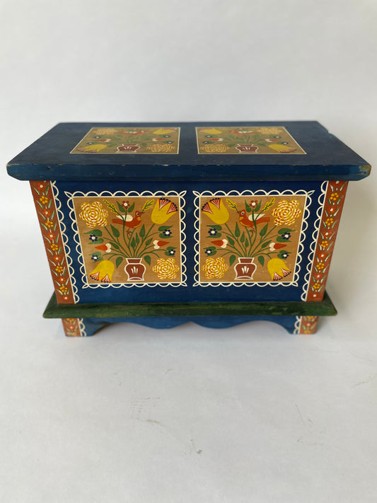 Hand painted vintage chest made in Poland