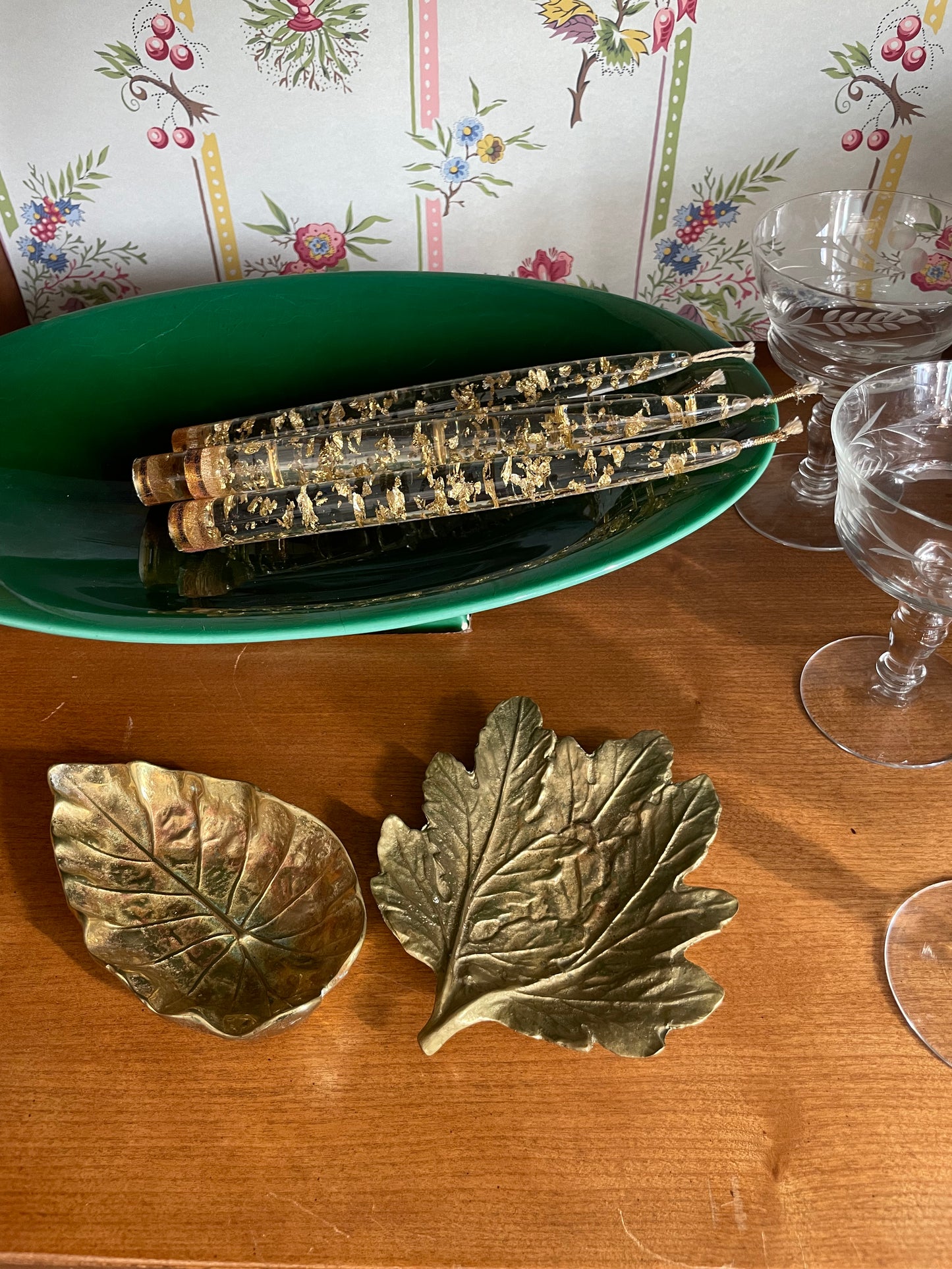 Brass Lotus Leaf Trinket Dish Made by Virginia Metacrafters
